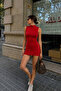 Women's Mock Neck Gathered Side Mini Dress - 3