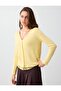 Light Yellow Relaxed Fit Soft Textured Cardigan with Lace Detail - 3