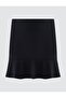 Black Straight Cut Regular Waist Mini Knitted Skirt - 7