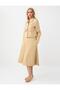 Camel Hair Relaxed Cut Regular Waist Gabardine Midi Skirt - 2