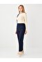 Navy Blue Regular Waist Regular Leg Elastic Waist Woven Trousers - 2