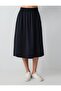 Black Relaxed Cut High Waist Woven Midi Skirt - 4