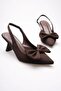 Bitter Brown Bowknot Kitten Heel Slingback Women's Shoes - 4