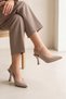 Mink Stiletto Genuine Leather Open Back Pointed Toe Stiletto Women's Heeled Shoes - 2