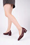 Genuine Leather Claret Red Women's Heeled Leather Shoes Shn-1068 - 2