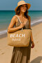 White Beach Please Written Large Size Picnic and Beach Bag – Rope Handle – 55X36X15 cm - 3