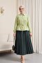 Tunnel Lace Buttoned Shirt Blouse -F.Green - 3