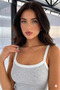 Women's Strappy Blouse Athlete Gray White Contrast - 5