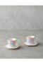 Traces Bone Porcelain 4 Piece Coffee Cup Set for 2 Persons 80 ml Blue-Orange