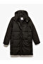 Oversize Puffer Jacket with Hooded Snap Button and Zipper - 4