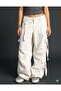 Voli Best Off-White Fringed Thick Denim Cargo Pants - 2