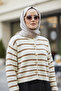 Buttoned Premium Striped Soft Knitwear Cardigan Brown - 6