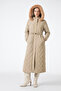 Fur Detailed Hooded Long Inflatable Beige Coat 12765 - 3