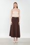 Women's Belted Pleated Long Skirt - Bitter Brown - 2