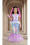 Mermaid Sequined Sequin Fish Dress Costume Light Pink Babbble Hair Set - 3