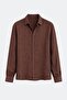 Textured Oversized Shirt Brown