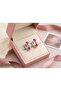 Tarnish Resistant Steel Silver Color Pink Enamel Floral Hoop Earrings - Gift Boxed - 4