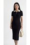 Short Sleeve Midi Length Soft Textured Knit Dress Black - 4