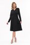 Apsen Women's Black Suede Belted Double-Breasted Collar Detailed Flared Midi Length Winter Dress 4407-110 - 6