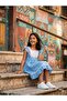 Girl's Gingham Patterned Woven Dress - 3