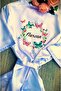 (with Your Name) White Satin Bridal Dressing Gown Bride Dressing Gown with Name Lettering Butterfly Detail - 2