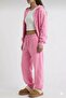 Women's pink high-waisted thick fleece-lined 3-thread jogger sweatpants - 3