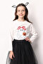 White Cute Ghost Printed Long Sleeve Halloween Girls' T-Shirt - 2