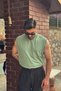 Men's Green Basketballer Zero Sleeve 100% Cotton Crew Neck Oversized Sleeveless Kejıl T-Shirt - 5
