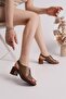 Genuine Leather Women's Daily Light Comfortable Heeled Sandals Dd4012 - 2