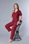 Short Sleeve Striped Woven Pajama Set 88-132 - 3