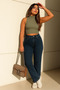 Women's Premium Wide Leg Navy Blue Jeans - 4