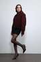 Burgundy Pile Detailed Mock Neck Coat - 3
