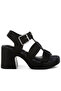 Women Chunky Pin Buckle Platform Heels in Black - 2