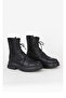 Black Leather Women's Heeled Boots 01Wf3101 - 2