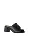 Shoes Black Leather Women's Heeled Slippers 01Wn1307 - 2