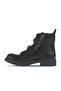 Black Leather Women's Flat Boots 01Wm1700 - 4