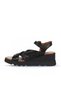 Black Leather Women's Wedge Heel Piece Set Sandals 01Wy8601 - 3