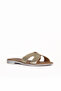 Gold Shiny Leather Women's Flat Slippers 01Wq2015 - 2