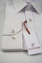 Brown Striped White Long Sleeve Cotton Pocketless Regular Fit Premium Men's Shirt - 3