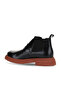 Black Pink Open Leather Women's Flat Boots 01Wz4002 - 4