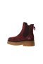 Burgundy Suede Women's Flat Boots 01Wv0214 - 5