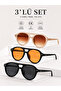 Triple Set Re1107 Rose-Black-Black Orange Sunglasses