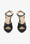 Genuine Leather Black Cross-Strapped Ankle Strap Heeled Women's Sandals - 6