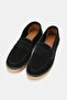 Women's Black Suede Genuine Leather Flat Sole Espadrilles, Size 36-41 - 2
