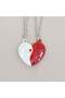 2-piece white and red heart model chain necklace, friendship necklace, best friends