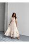 Women's Etamin Embroidered Linen Dress with Elastic Waist - 4