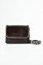 Brown Covered Four-Compartment Shoulder and Crossbody Women's Bag with Scarf and Chain Detail
