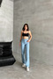 Women's High Loose Loose Cotton B.Blue Denim Trousers - 6