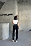 Women's Basic Wide Leg Baggy Fit Black Denim Trousers - 6