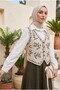 Floral Embroidered Buttoned Vest - Stone - 4